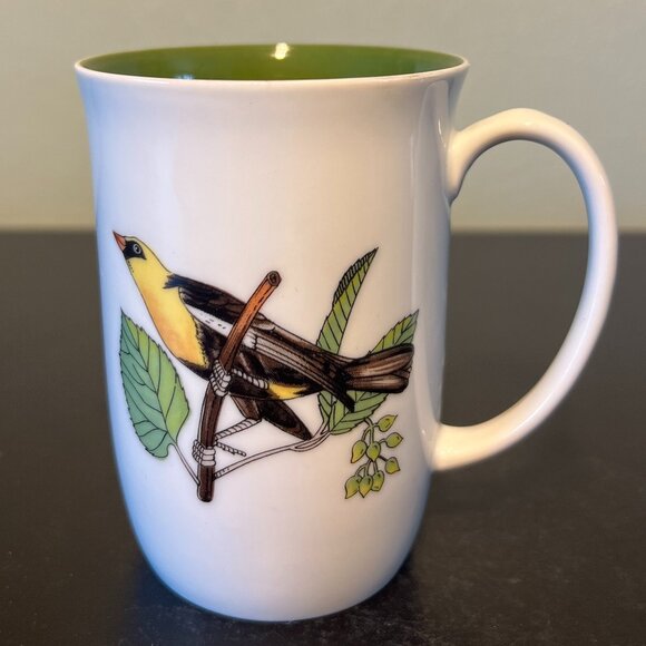 FITZ AND FLOYD Yellow Finch Goldfinch Collectors Bird Series 1975 Porcelain Cup - Picture 1 of 10